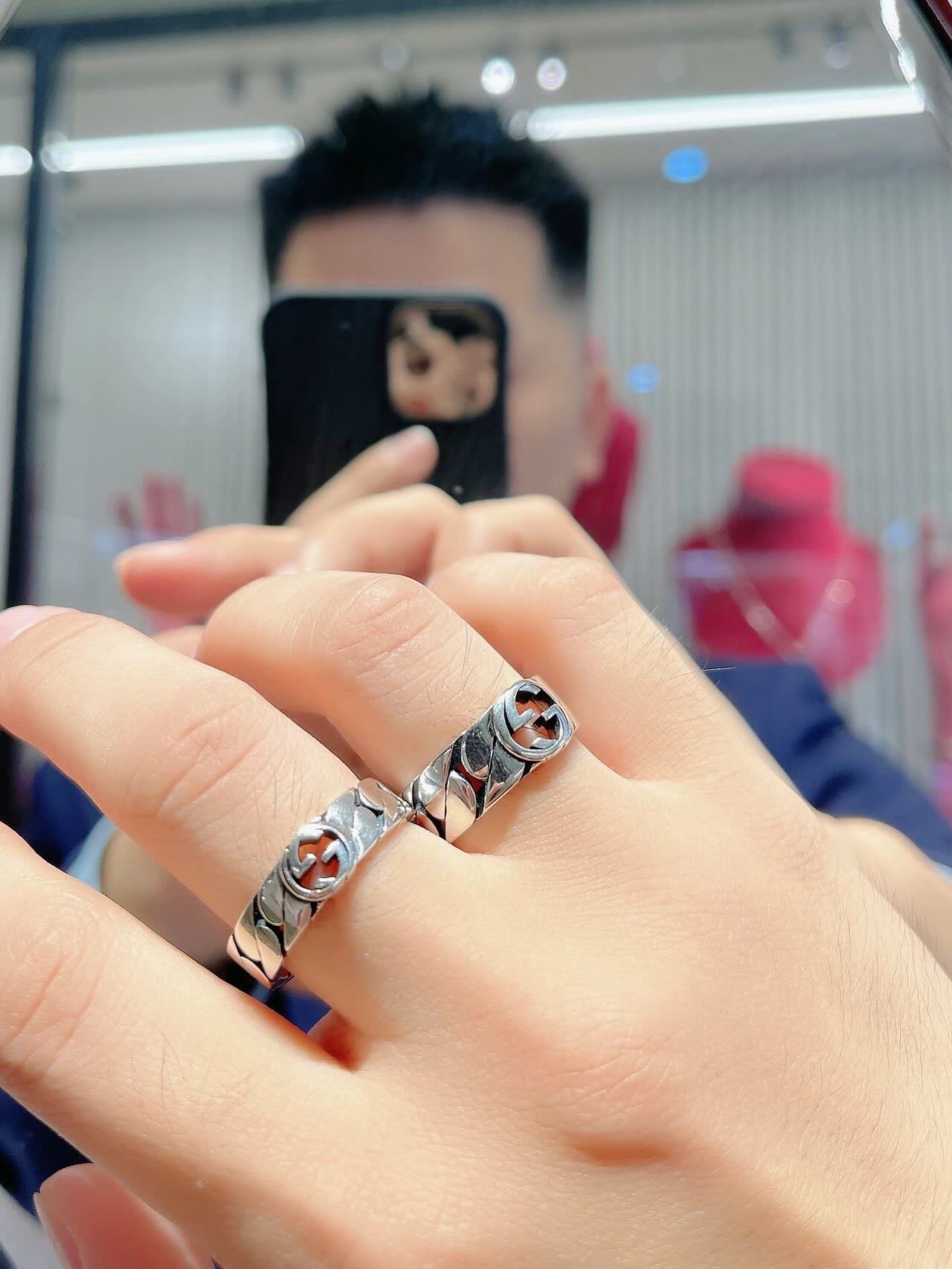 Gucci Silver Ring with Interlocking G Logo