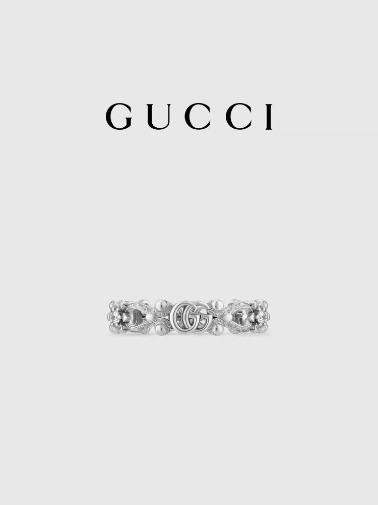 Gucci Silver Ring with Interlocking G Logo