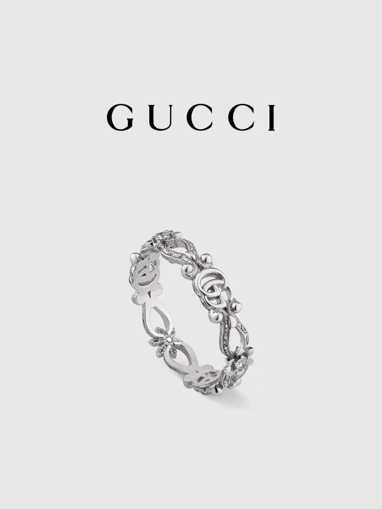 Gucci Silver Ring with Interlocking G Logo