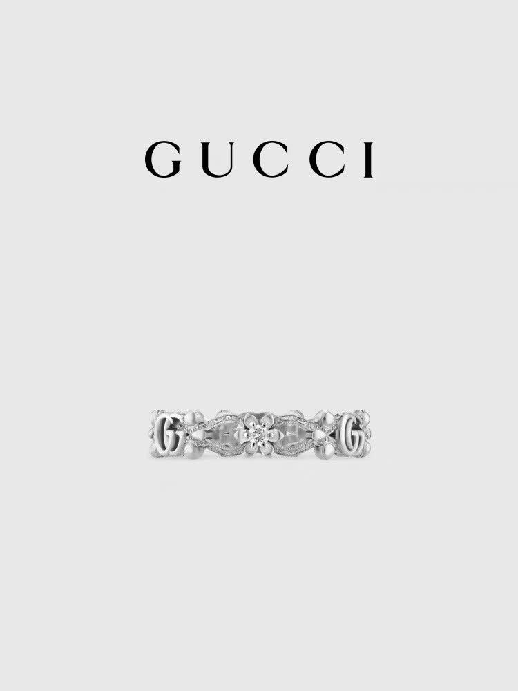 Gucci Silver Ring with Interlocking G Logo