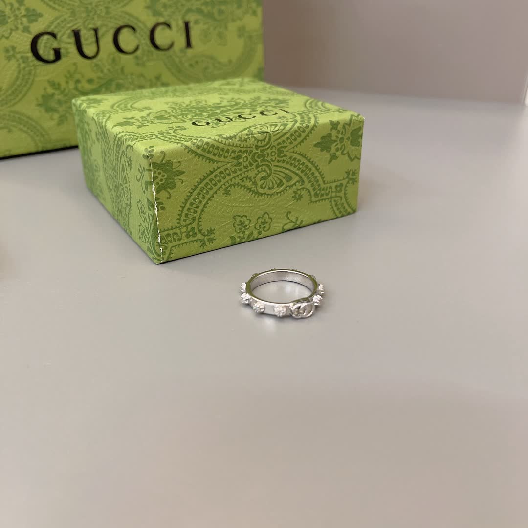 Gucci Silver Ring with Crystal Accents