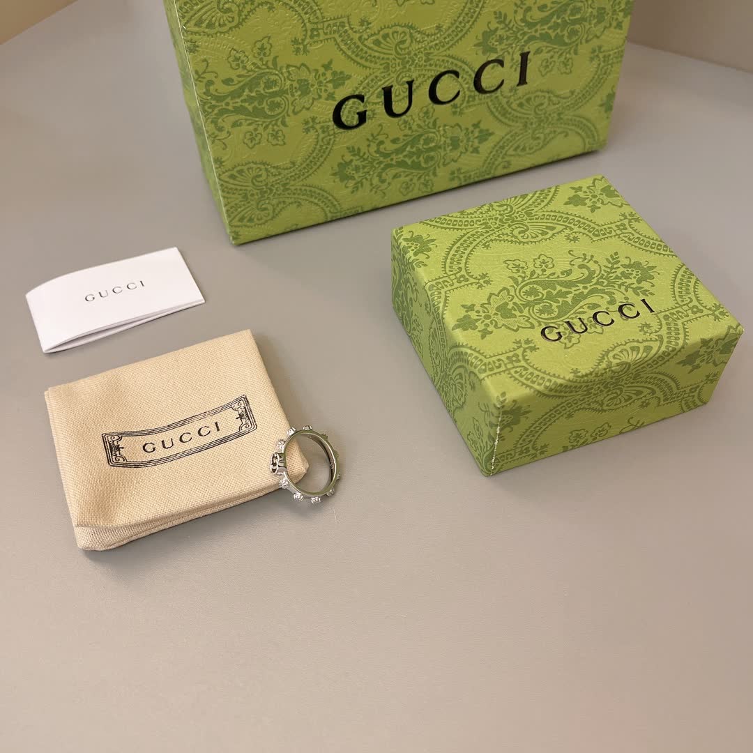 Gucci Silver Ring with Crystal Accents