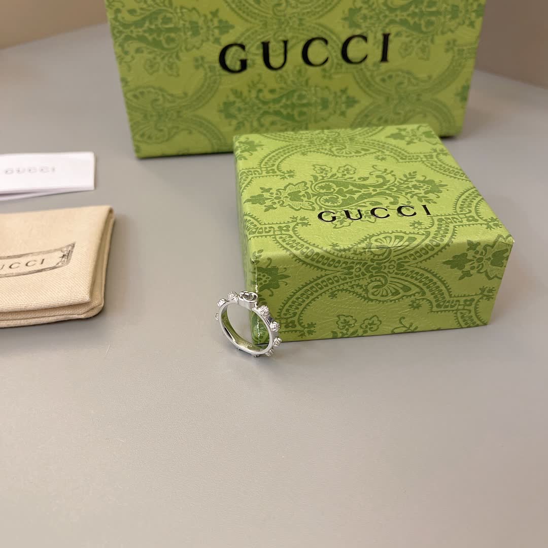 Gucci Silver Ring with Crystal Accents