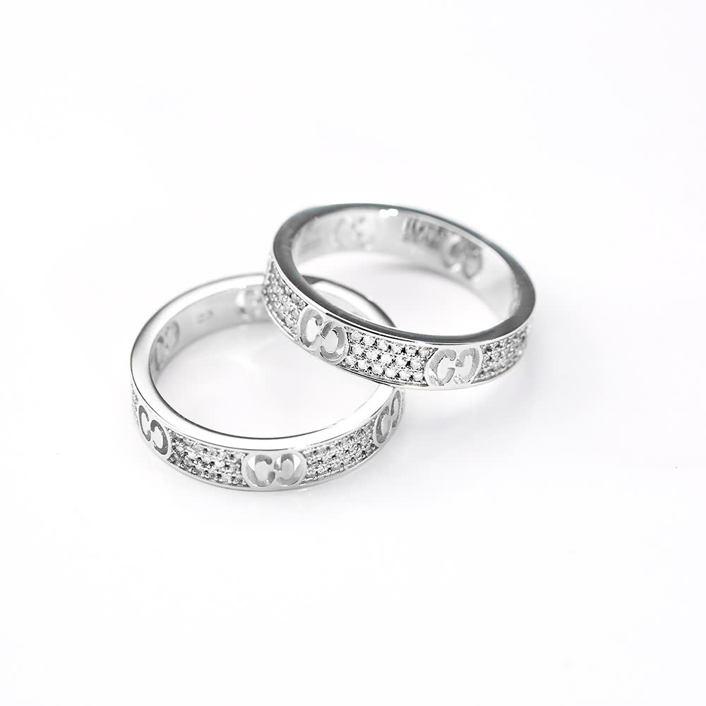 Gucci Silver Ring Set with Interlocking G Design