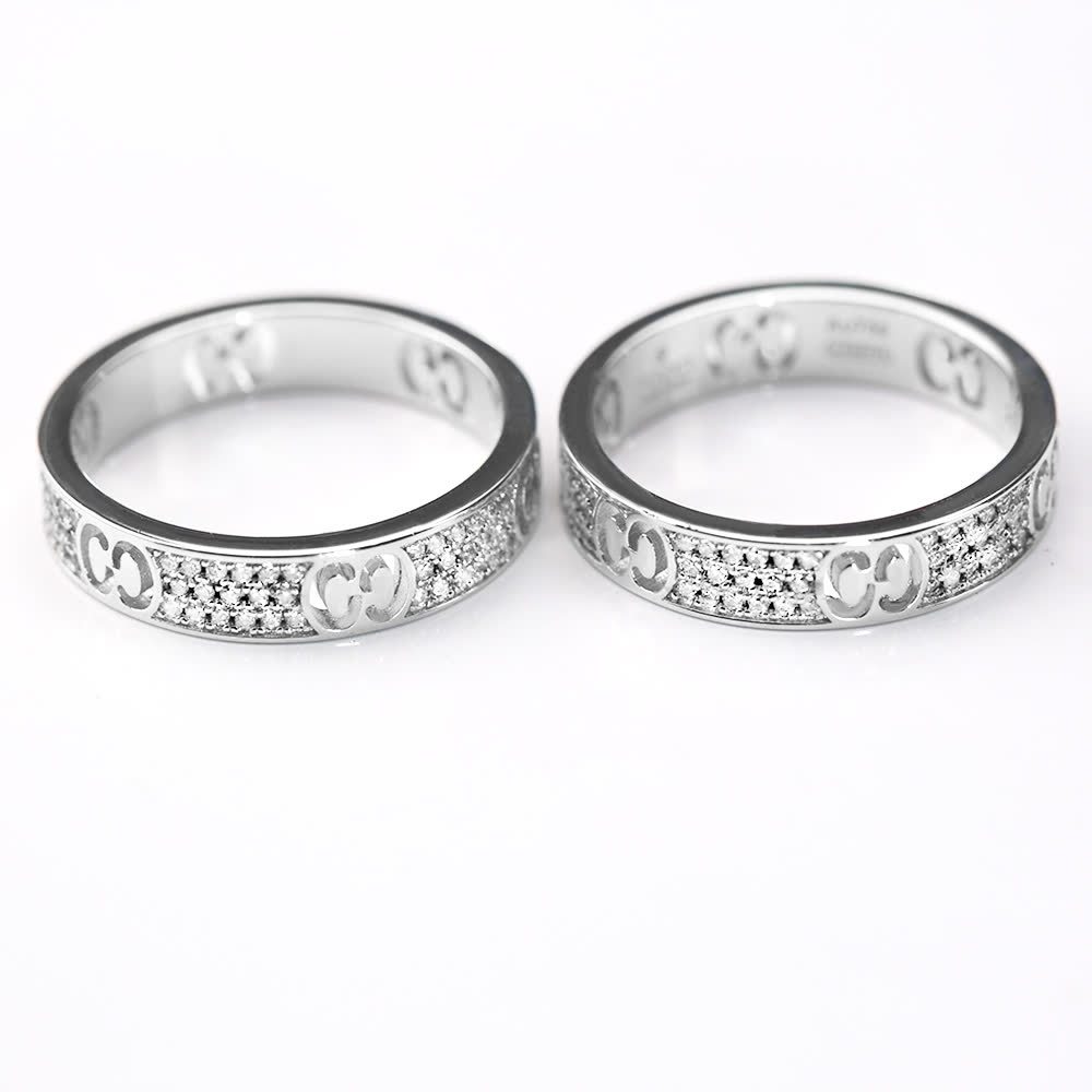 Gucci Silver Ring Set with Interlocking G Design