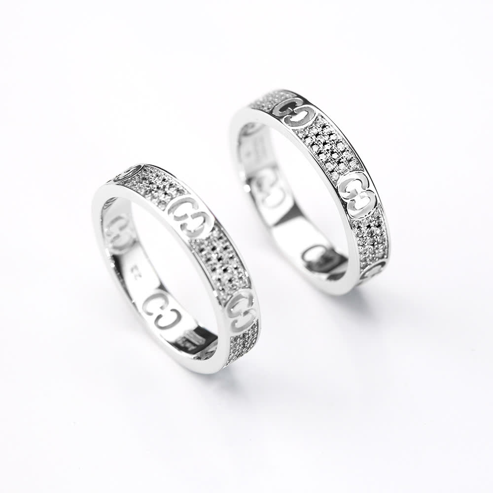 Gucci Silver Ring Set with Interlocking G Design
