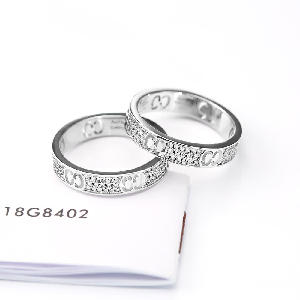 Gucci Silver Ring Set with Interlocking G Design