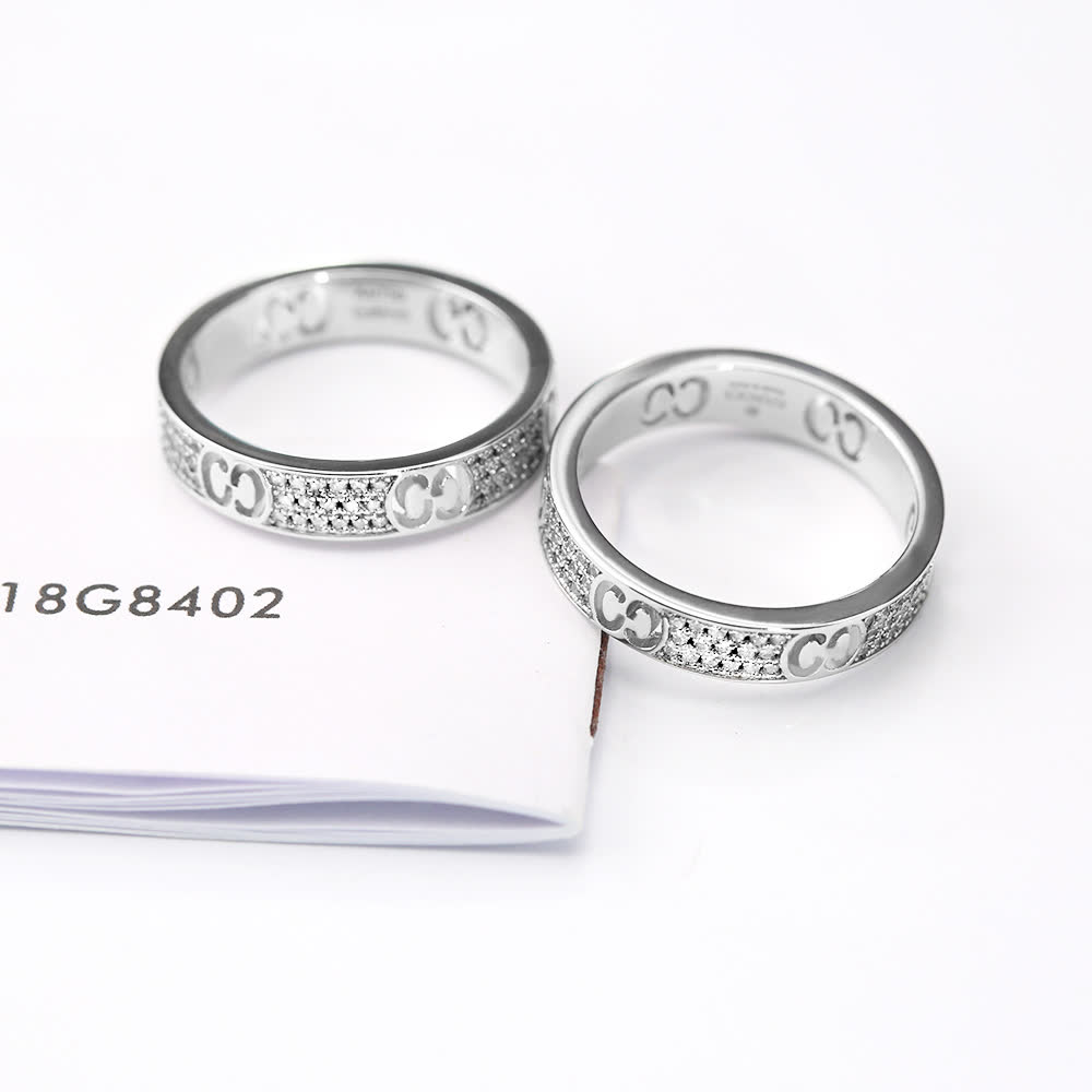 Gucci Silver Ring Set with Interlocking G Design