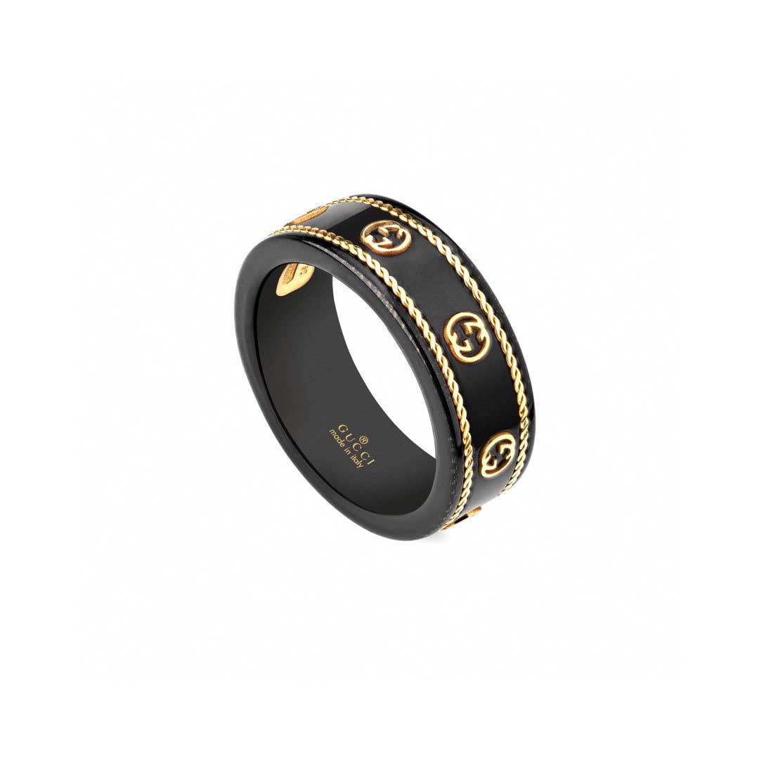 Gucci Black and Gold Ring