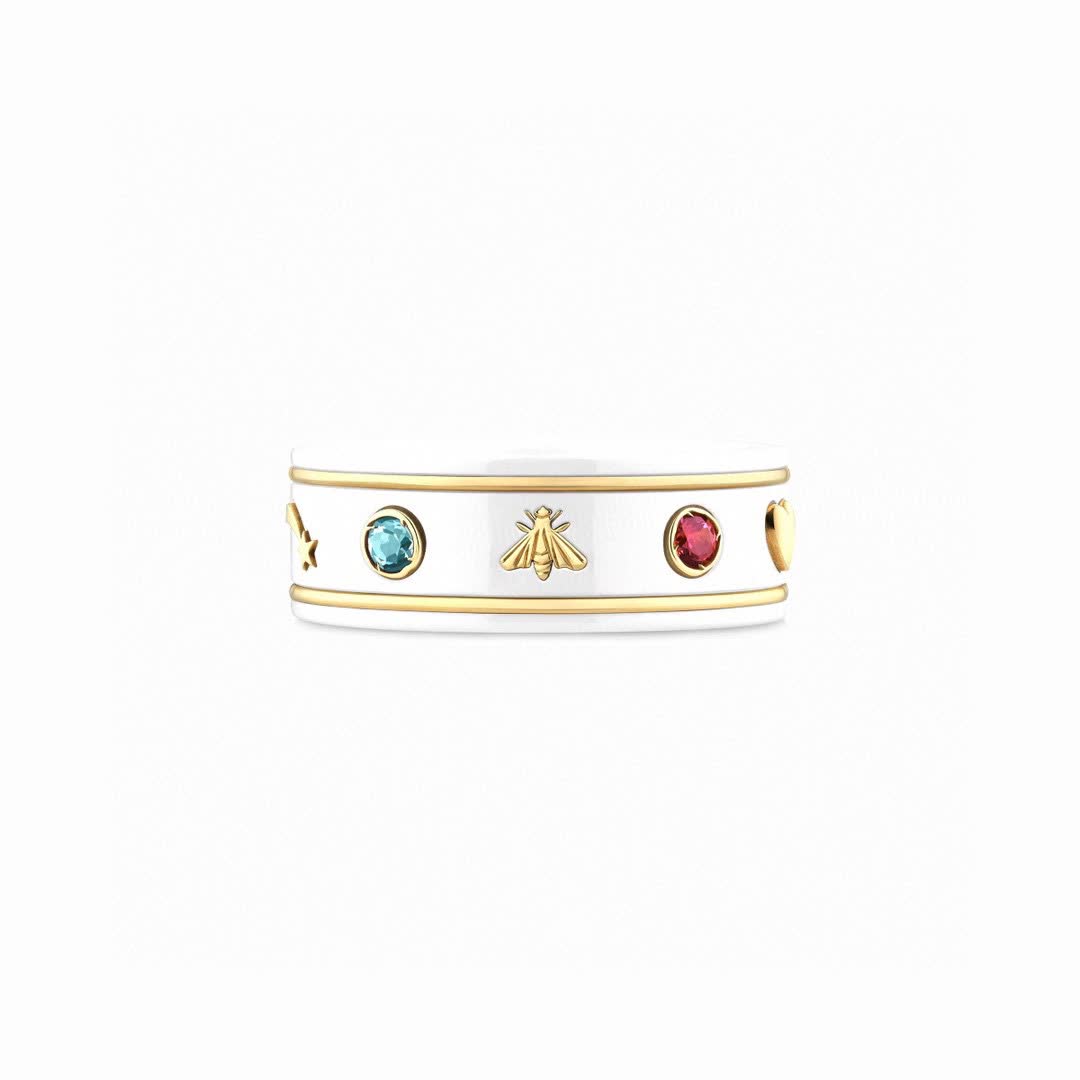 Gucci Black and Gold Ring with Planets and Stars