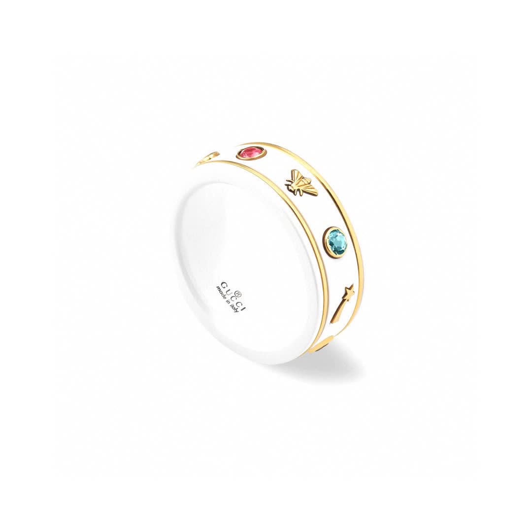 Gucci Black and Gold Ring with Planets and Stars