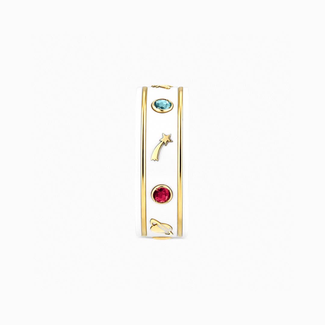 Gucci Black and Gold Ring with Planets and Stars