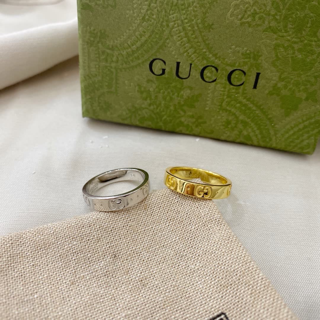 Gucci Gold and Silver Ring Set