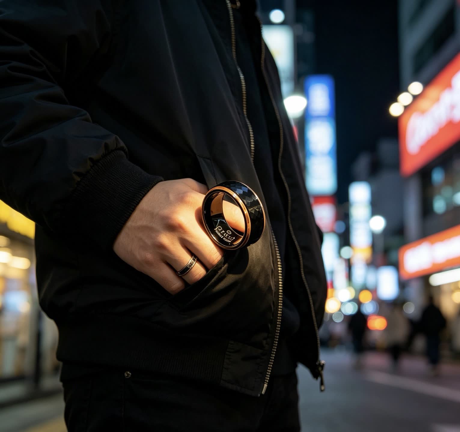 Gucci Black Ceramic Ring with Gold Trim