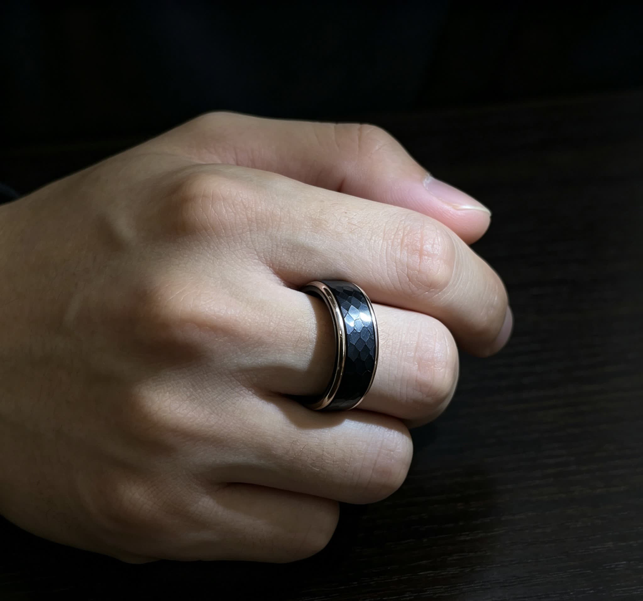 Gucci Black Ceramic Ring with Gold Trim