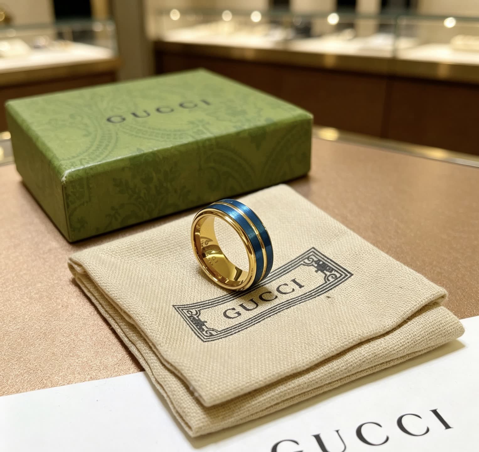 Gucci Blue and Gold Ring