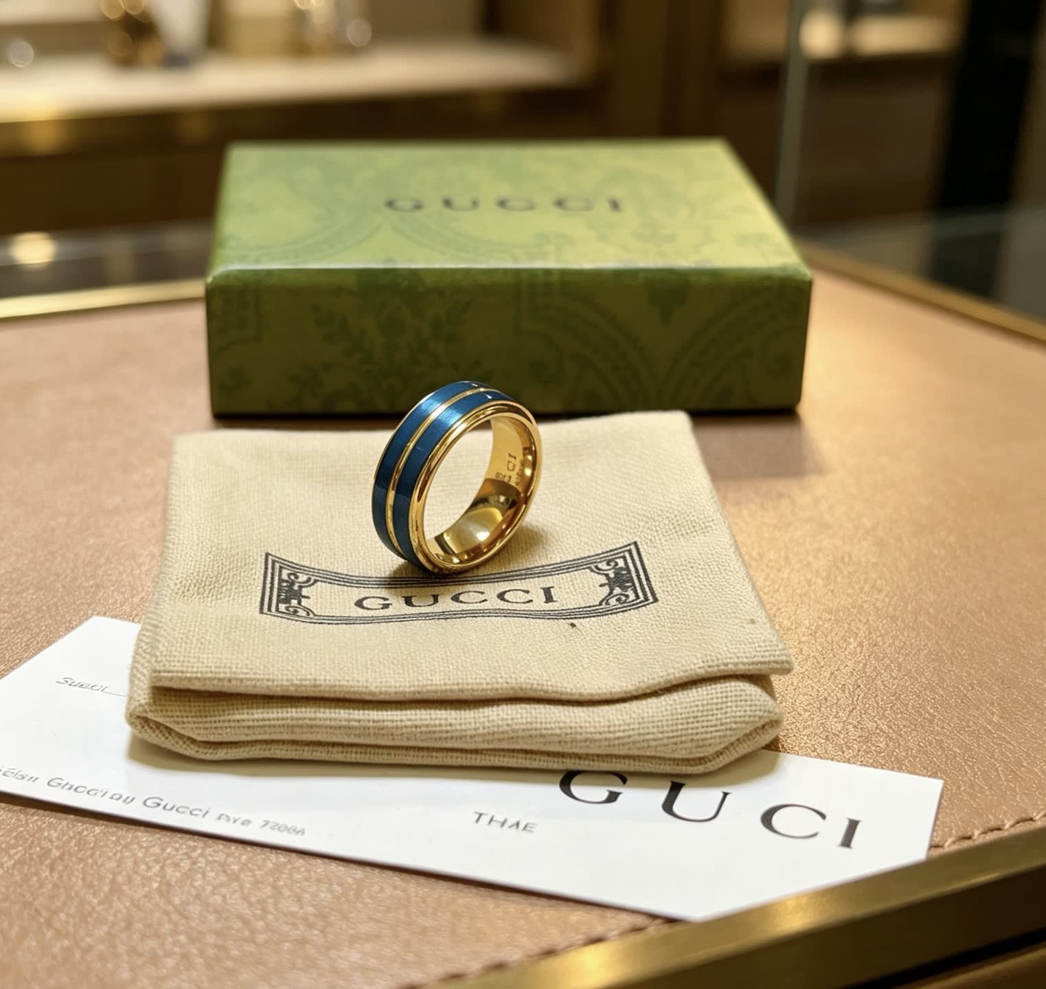Gucci Blue and Gold Ring
