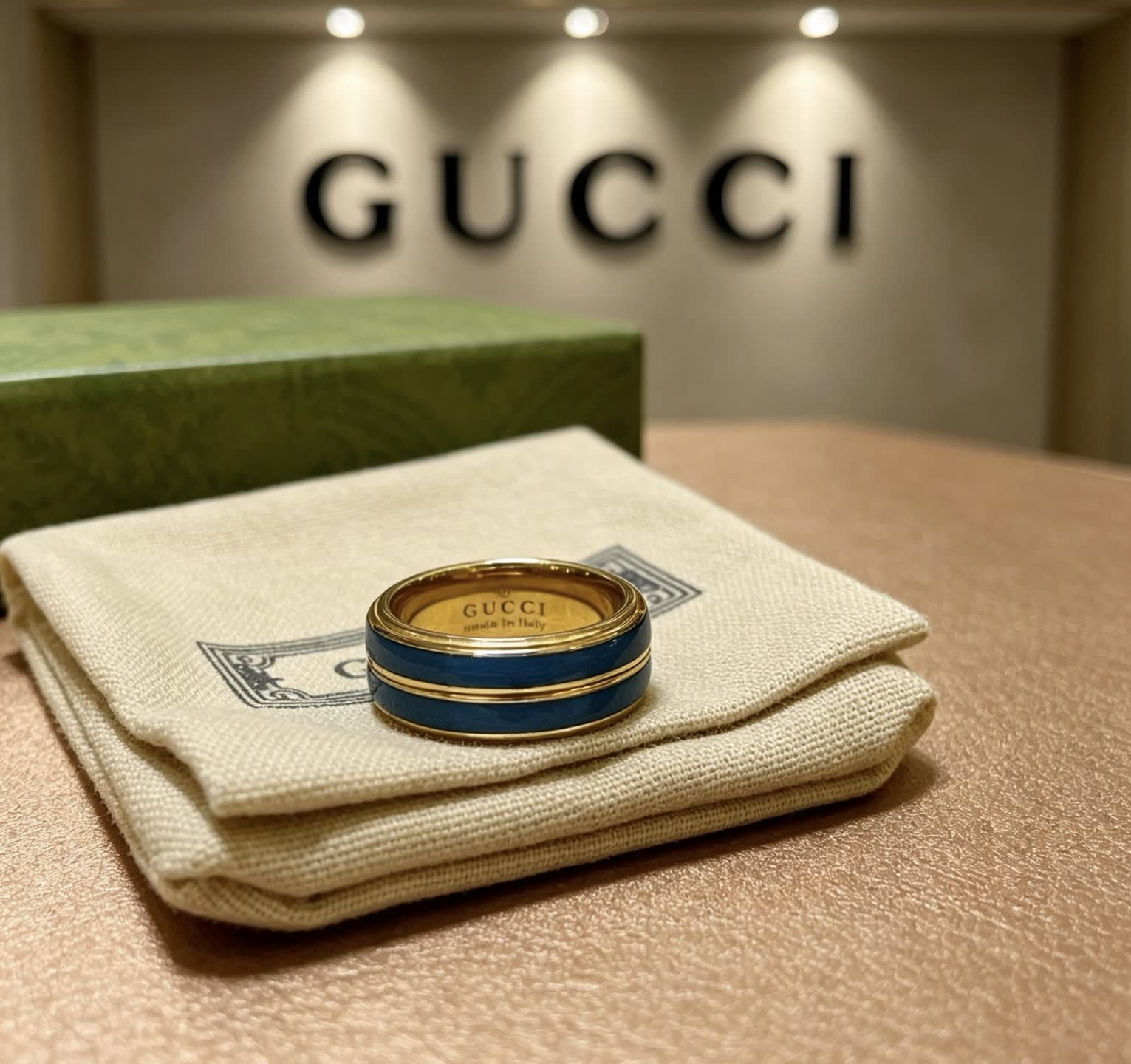 Gucci Blue and Gold Ring