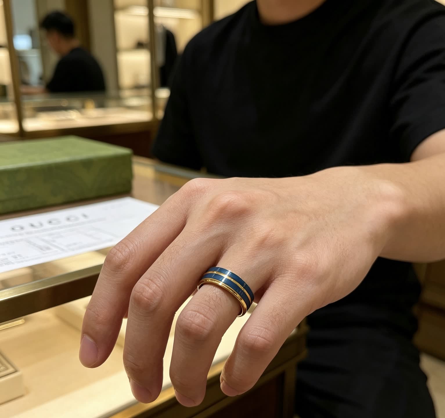 Gucci Blue and Gold Ring