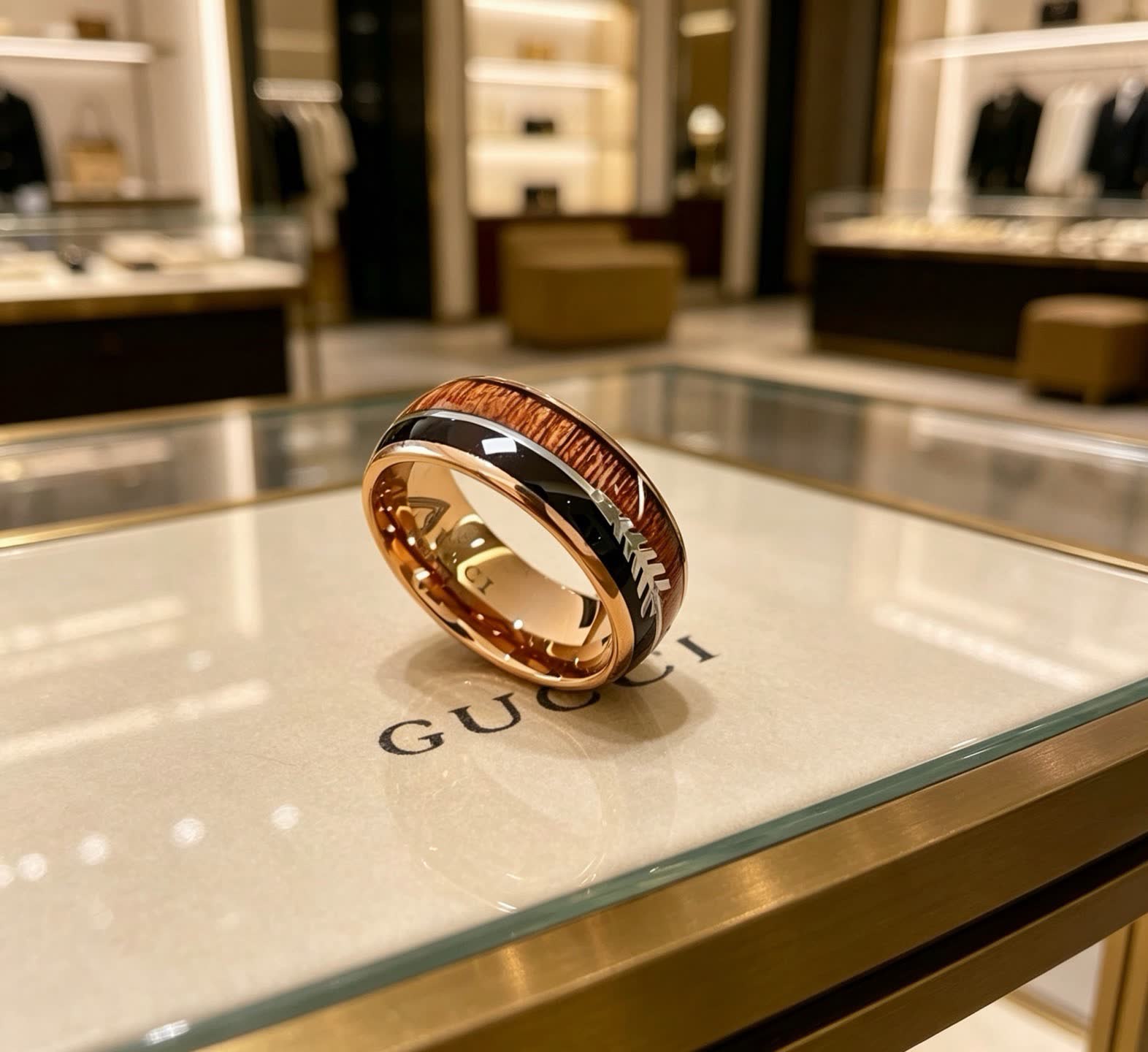 Gucci Wood and Leather Ring