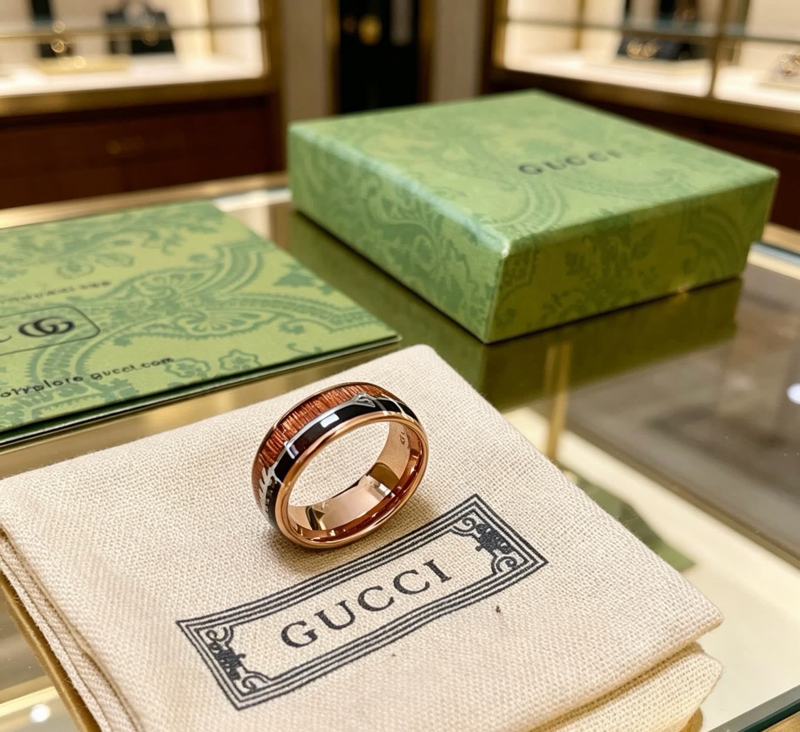 Gucci Wood and Leather Ring