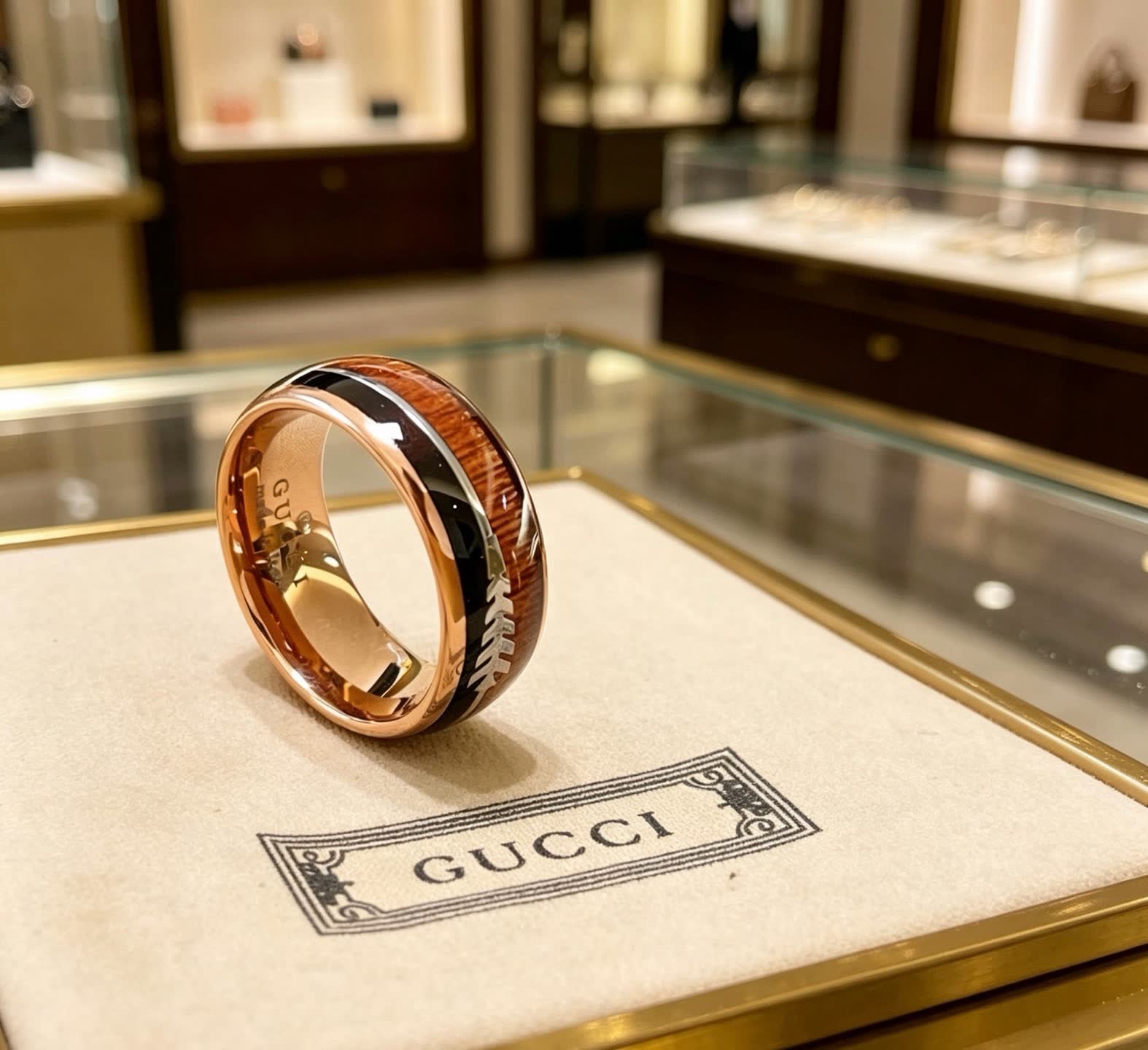 Gucci Wood and Leather Ring