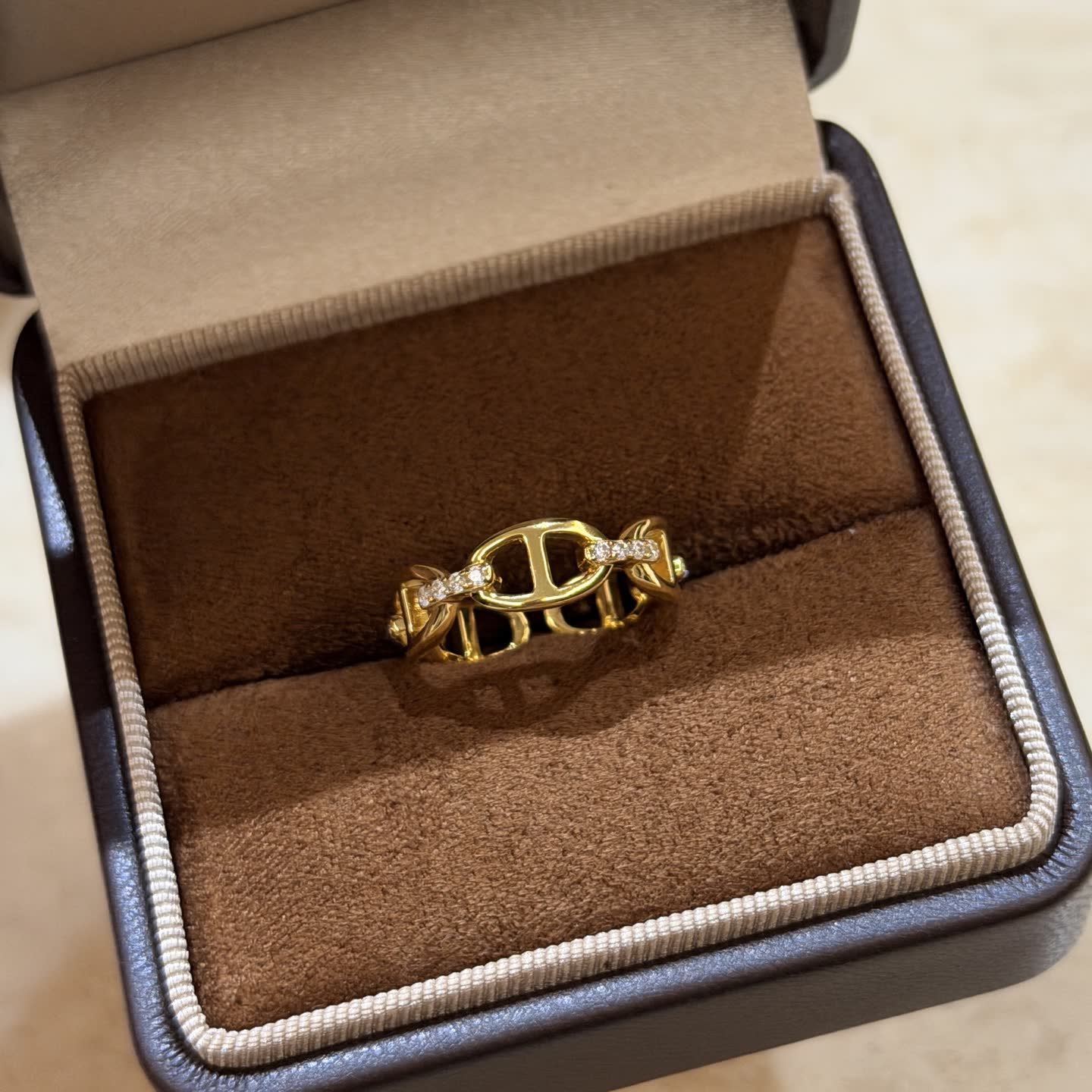 Hermes Hermès Gold Ring with Diamonds