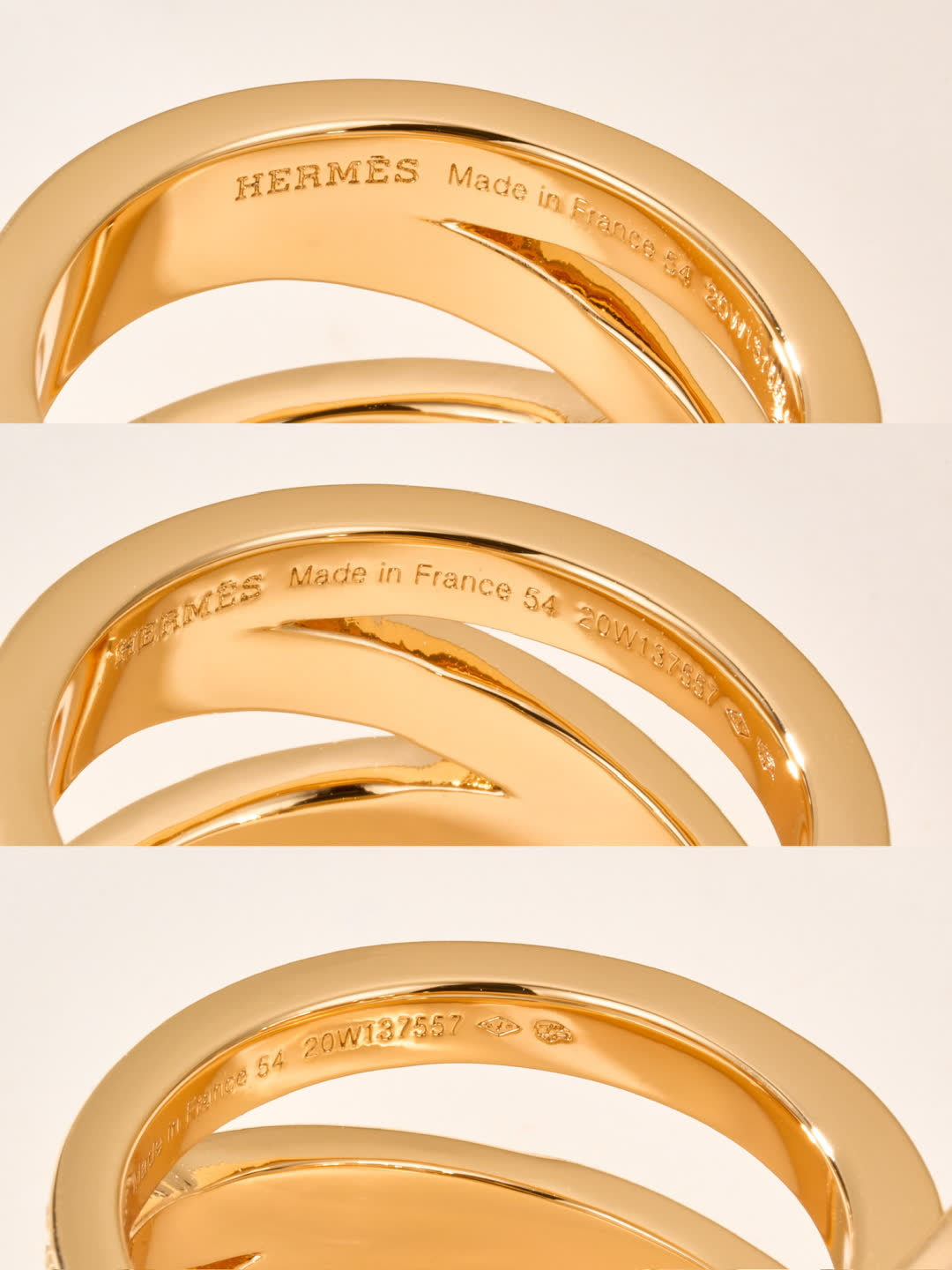Hermes Elegant Gold and Silver Ring Set with Diamond Accents