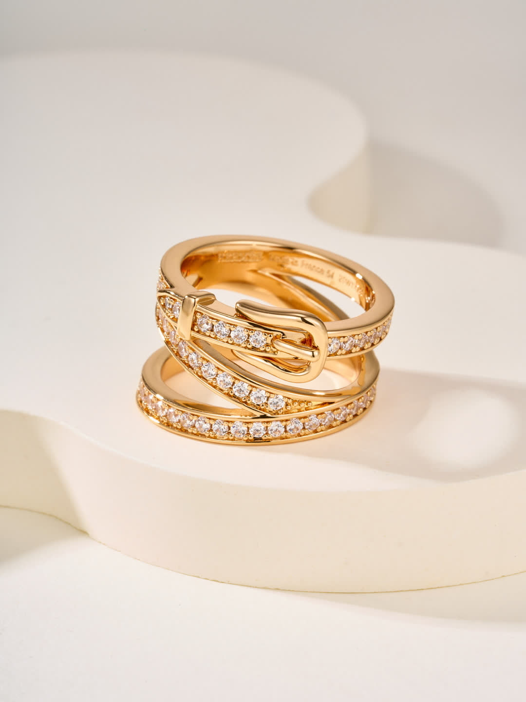 Hermes Elegant Gold and Silver Ring Set with Diamond Accents