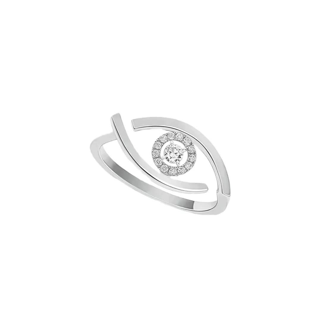 Messika Elegant Silver Ring with Diamond Accents
