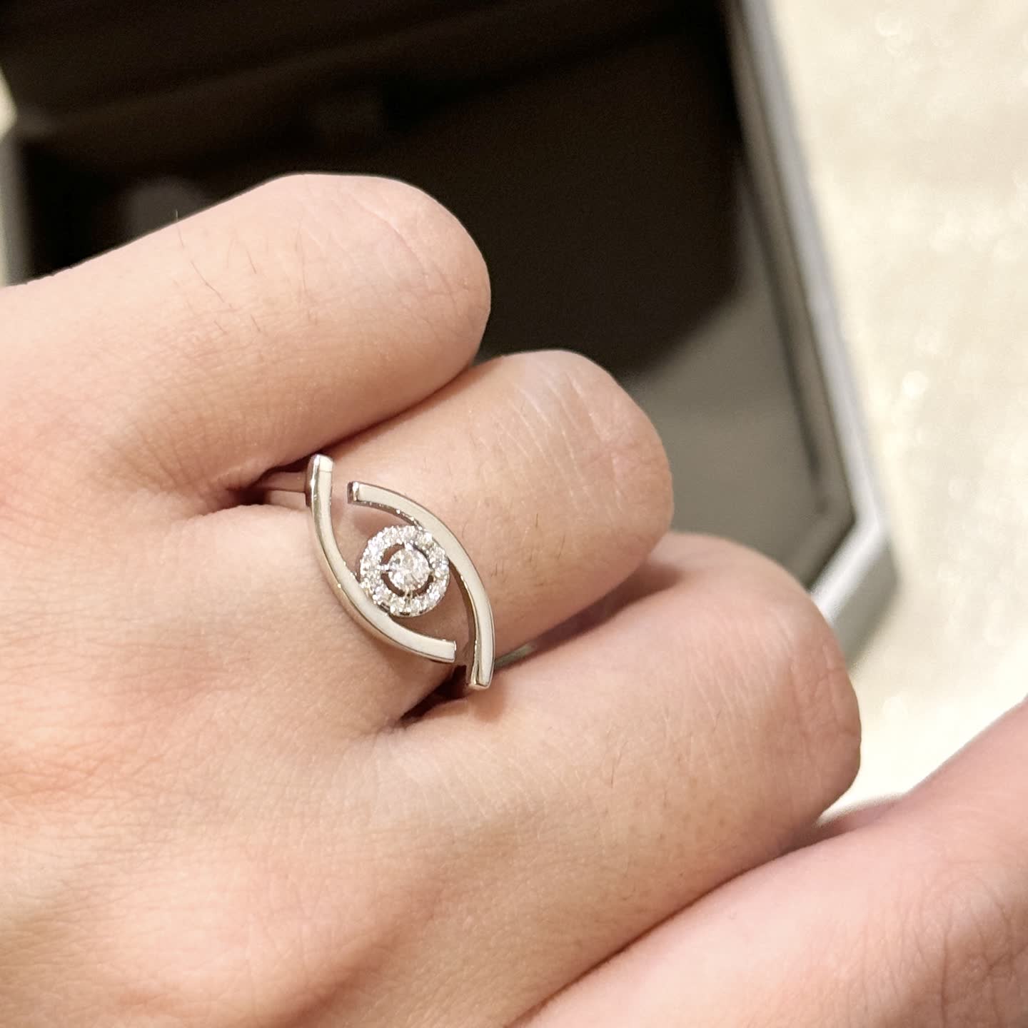 Messika Elegant Silver Ring with Diamond Accents