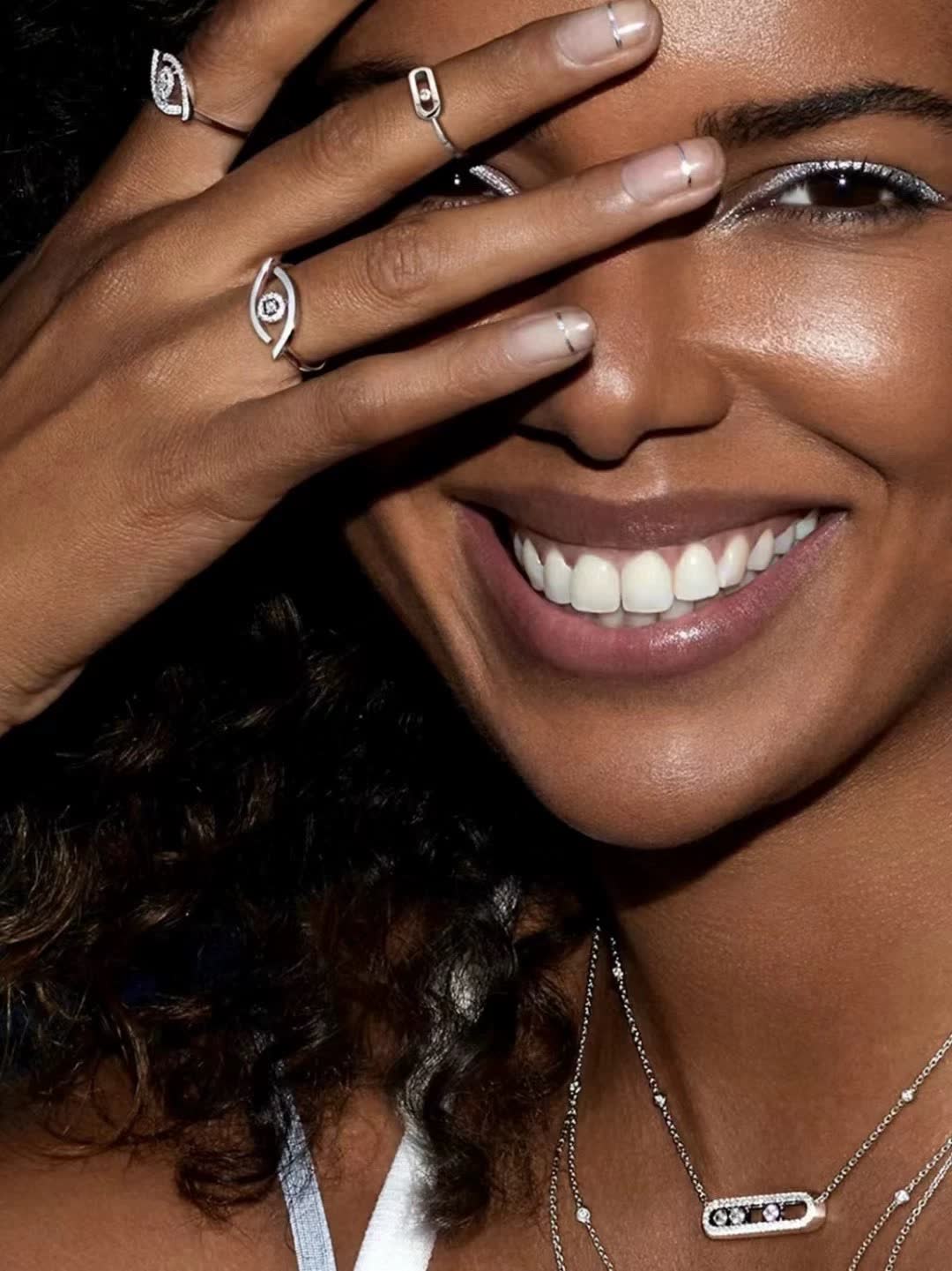 Messika Elegant Silver Ring with Diamond Accents