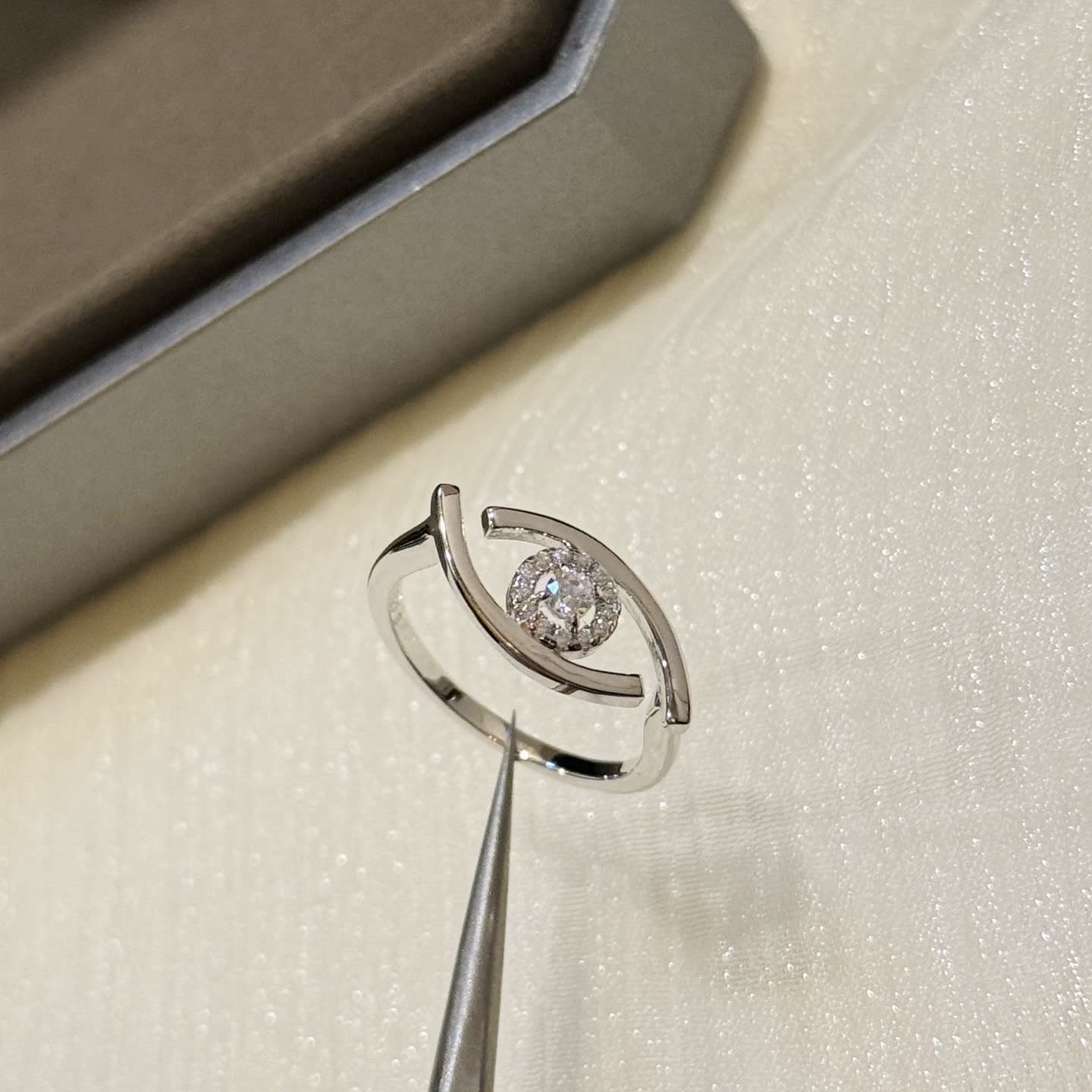 Messika Elegant Silver Ring with Diamond Accents