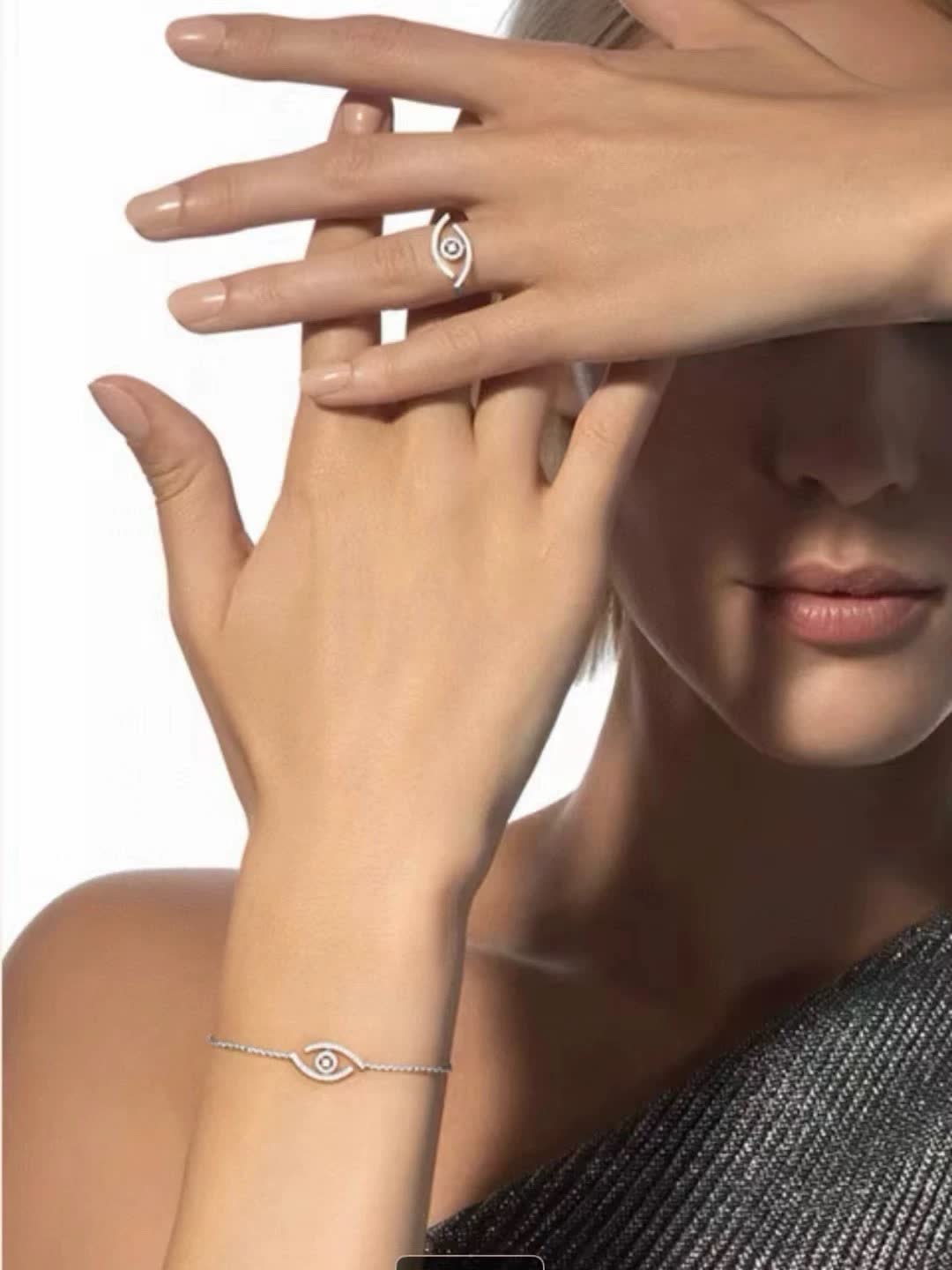 Messika Elegant Silver Ring with Diamond Accents