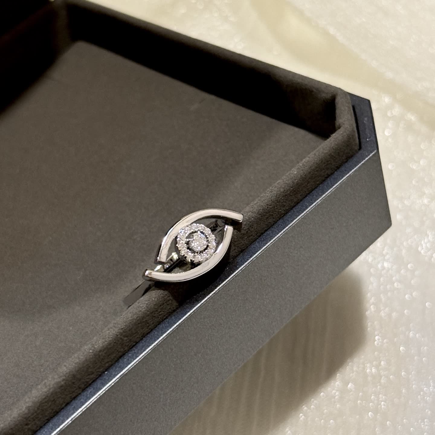 Messika Elegant Silver Ring with Diamond Accents