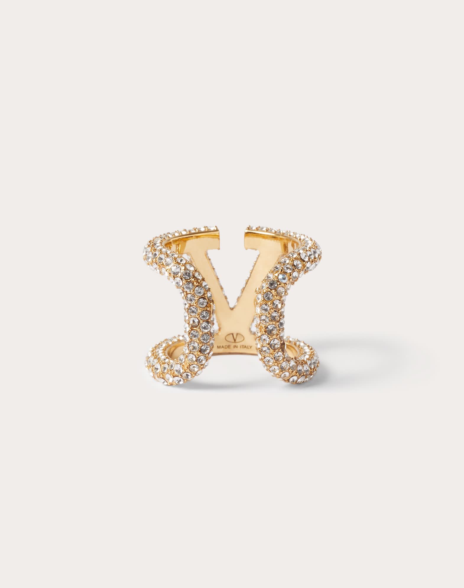 Valentino Elegant Gold & Crystal Ring