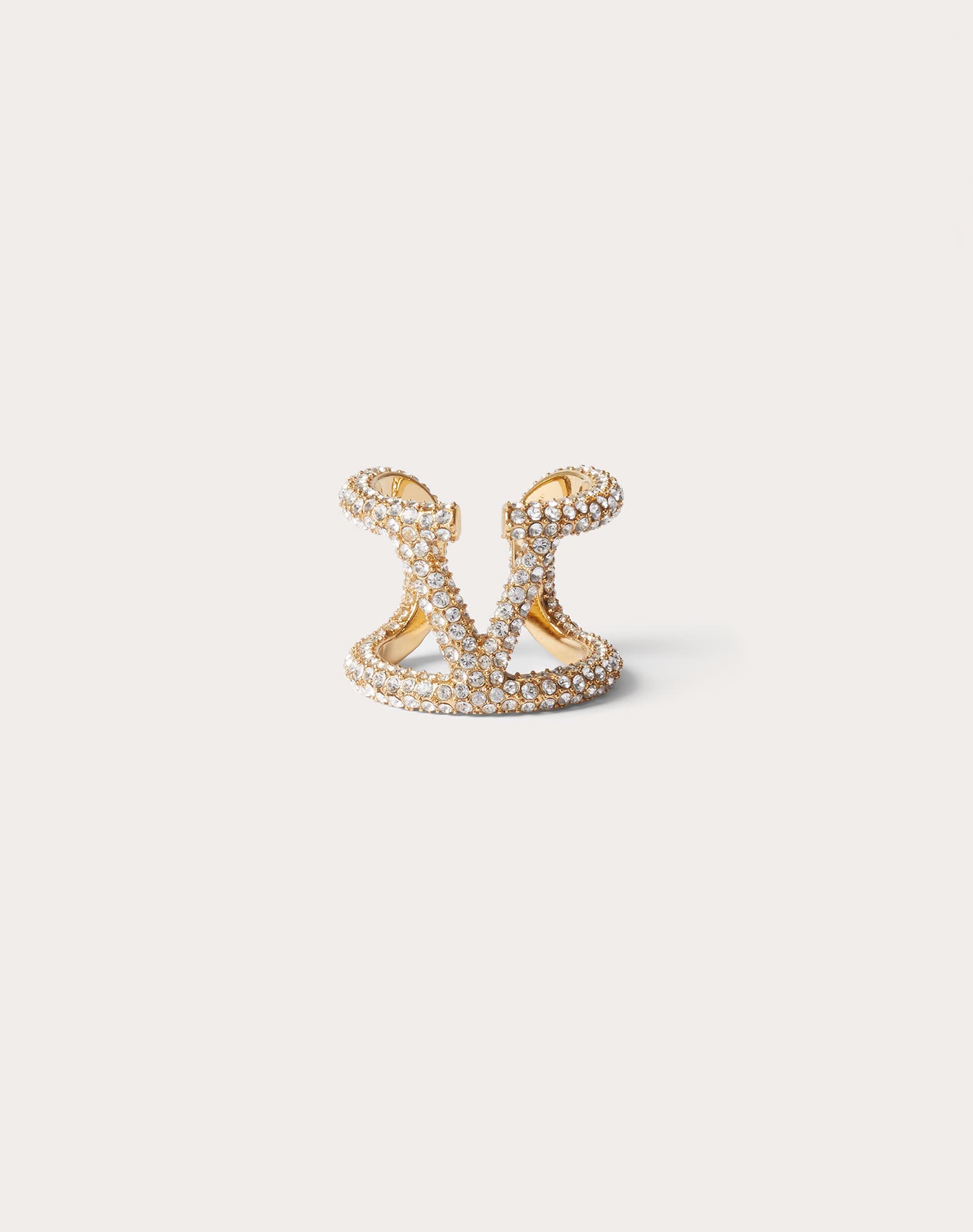 Valentino Elegant Gold & Crystal Ring