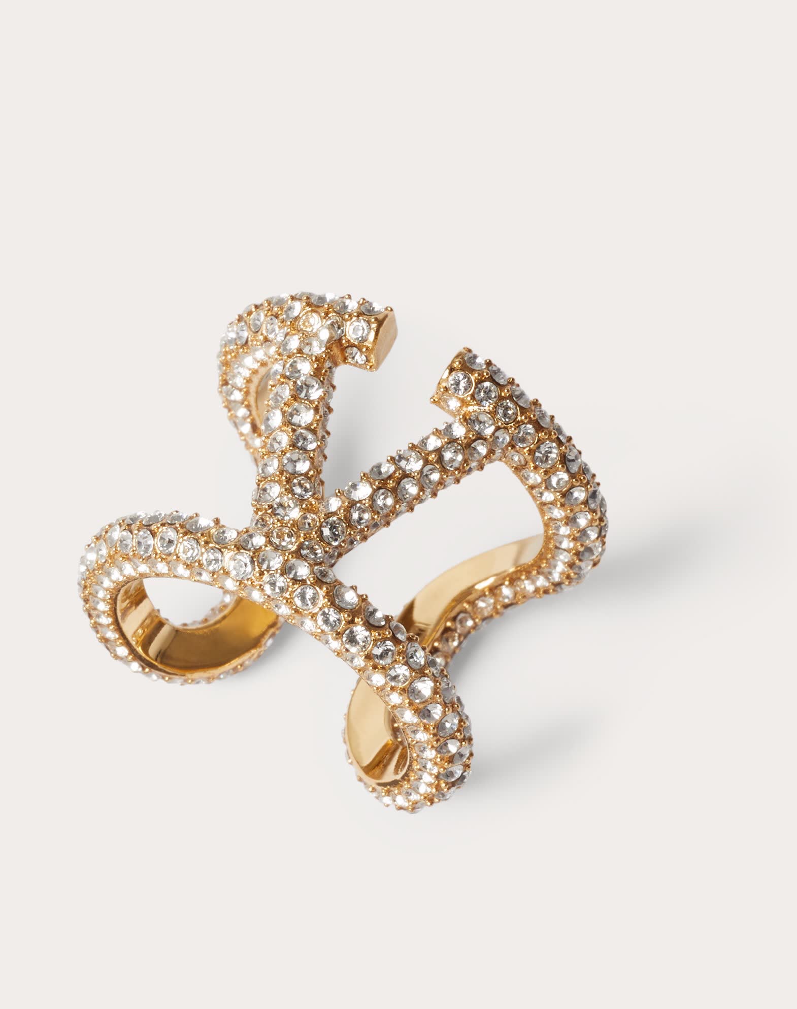 Valentino Elegant Gold & Crystal Ring