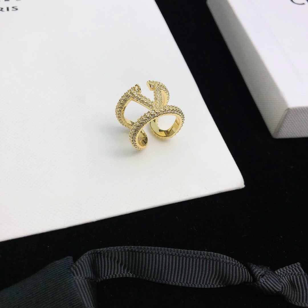 Valentino Elegant Gold & Crystal Ring
