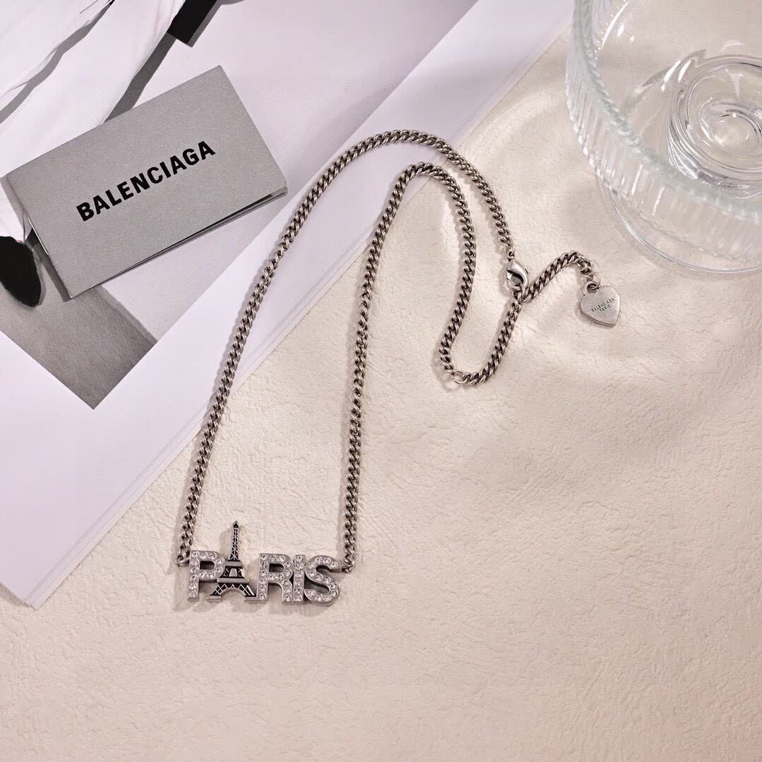 Balenciaga Paris Eiffel Tower Silver Necklace