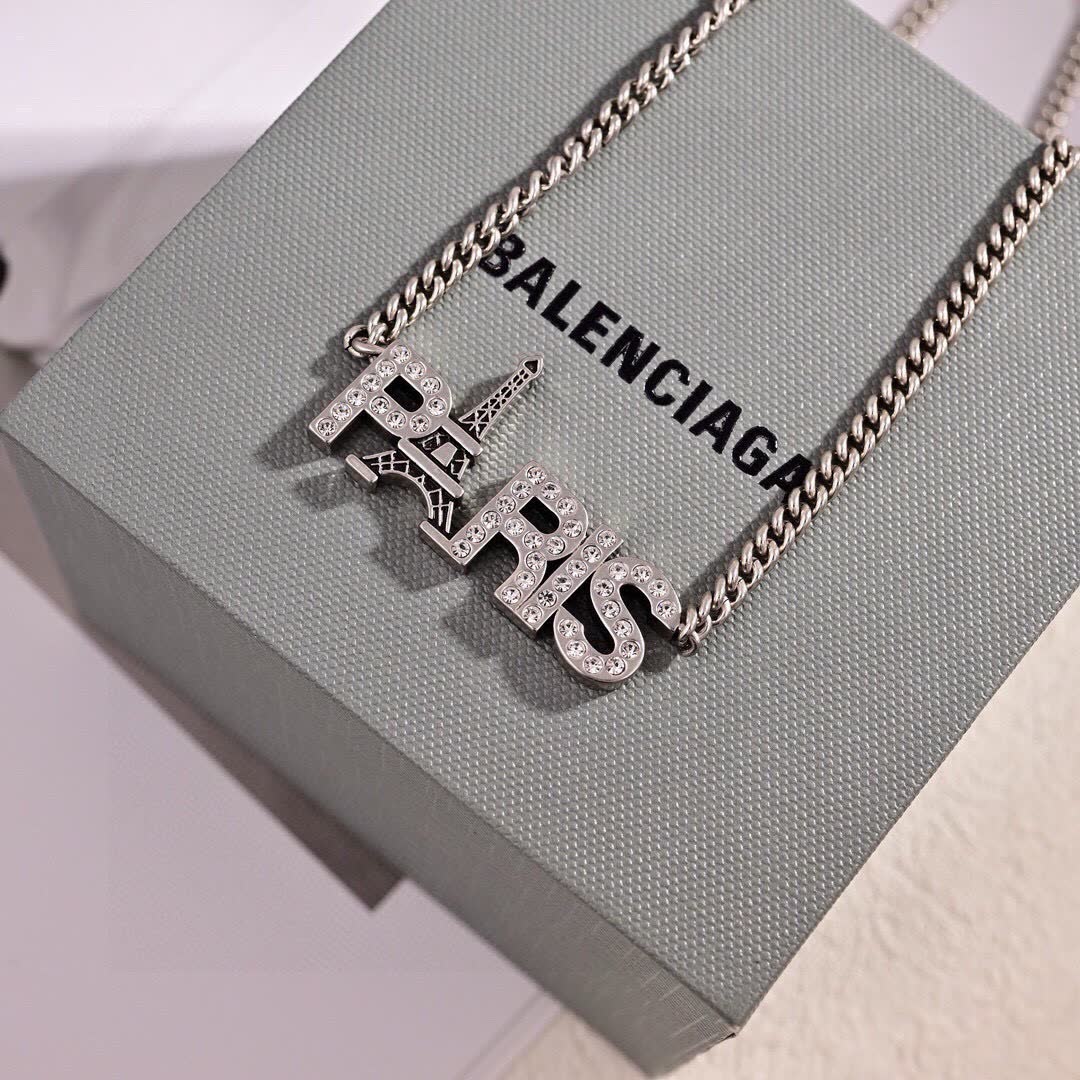Balenciaga Paris Eiffel Tower Silver Necklace