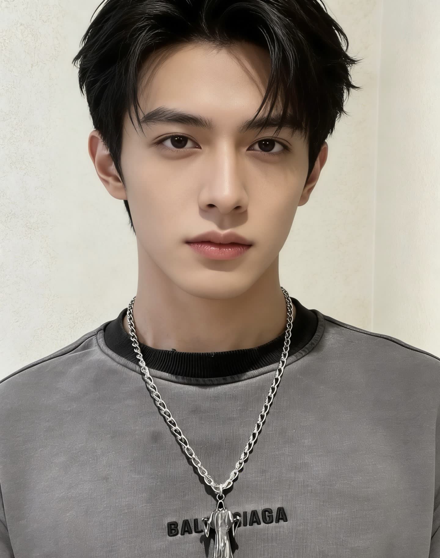 Balenciaga Silver Ghost Pendant Necklace