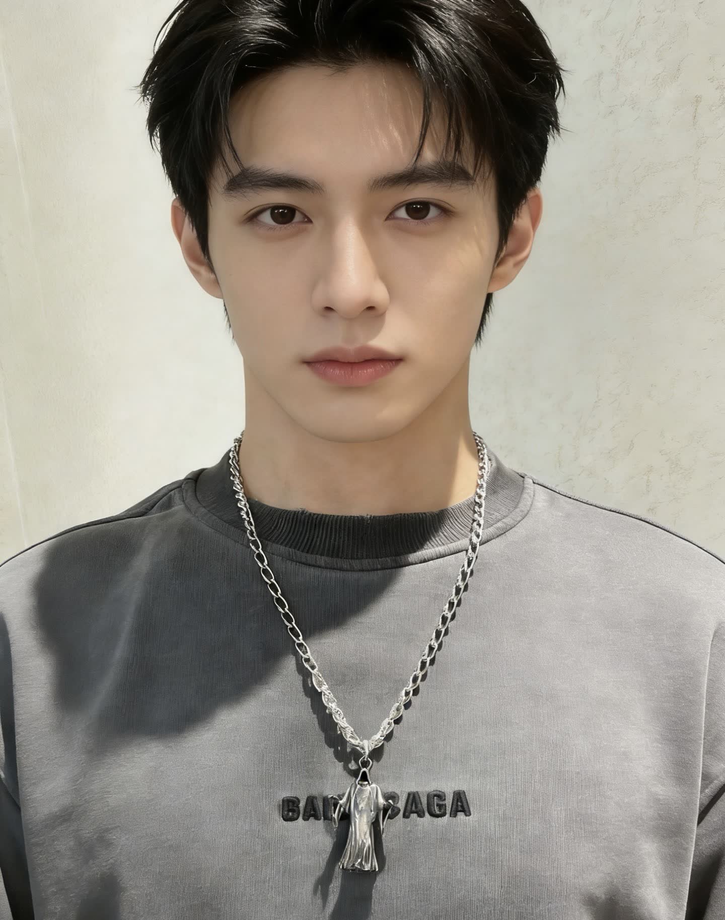 Balenciaga Silver Ghost Pendant Necklace