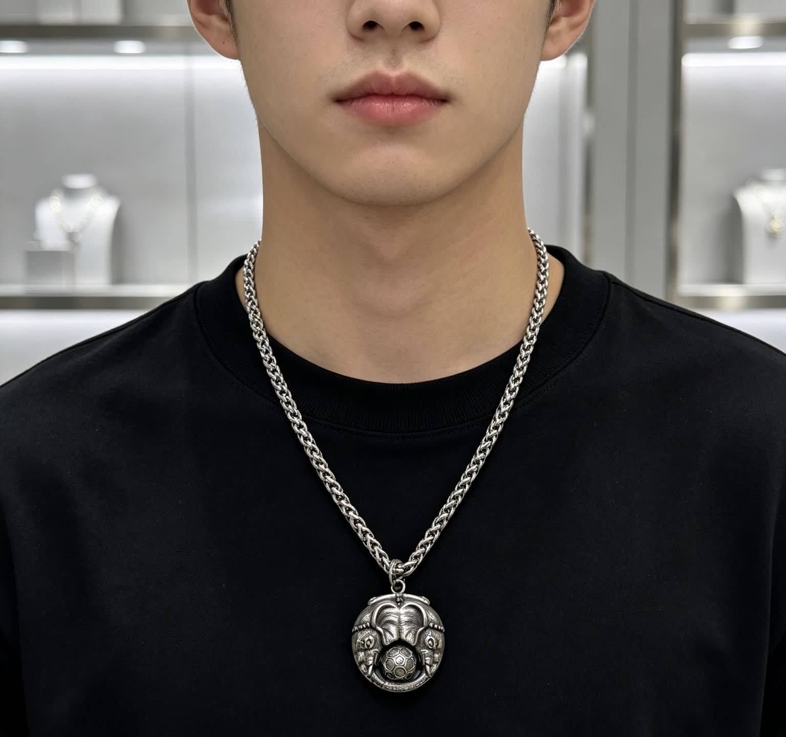 Balenciaga Silver Chain with Soccer Ball Pendant