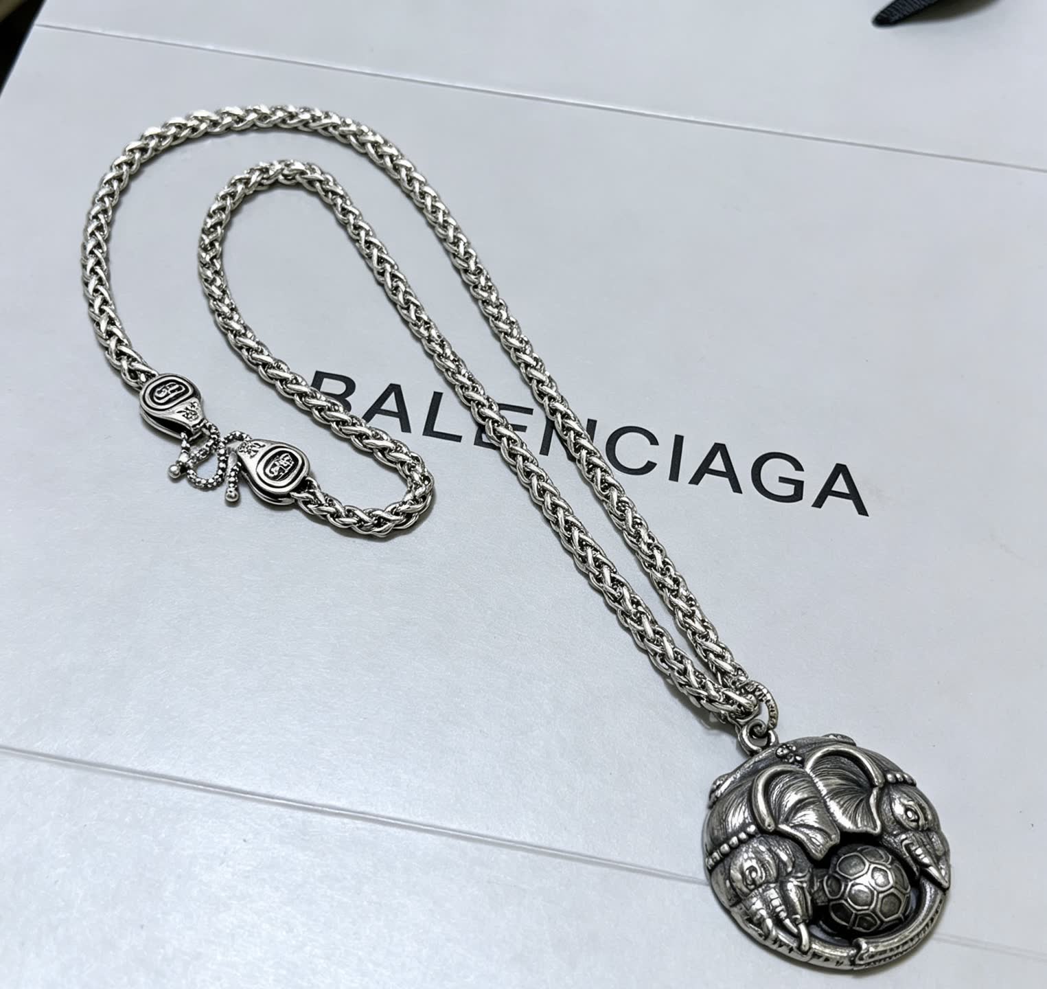 Balenciaga Silver Chain with Soccer Ball Pendant