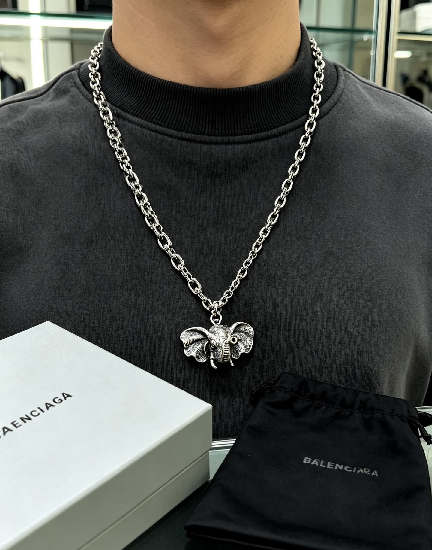 Balenciaga Elephant Pendant Necklace