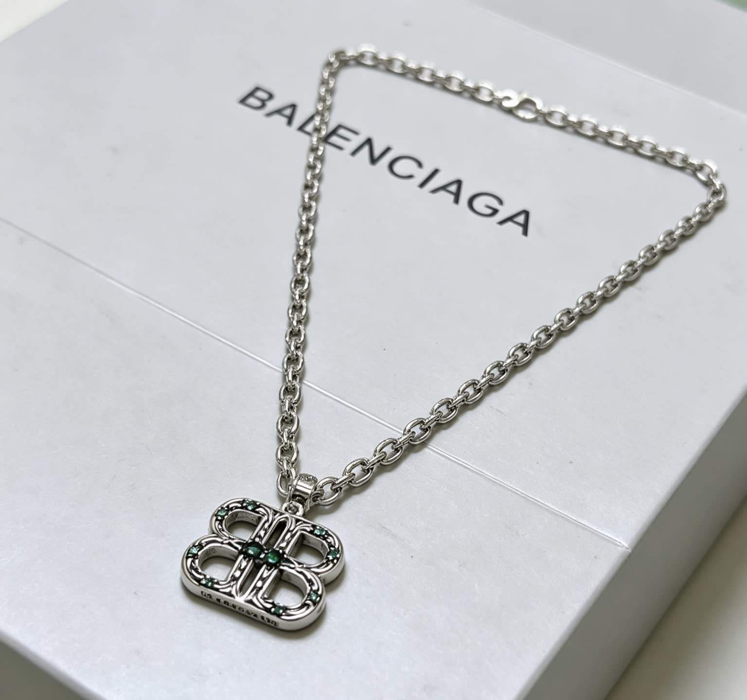 Balenciaga Silver Chain with Logo Pendant