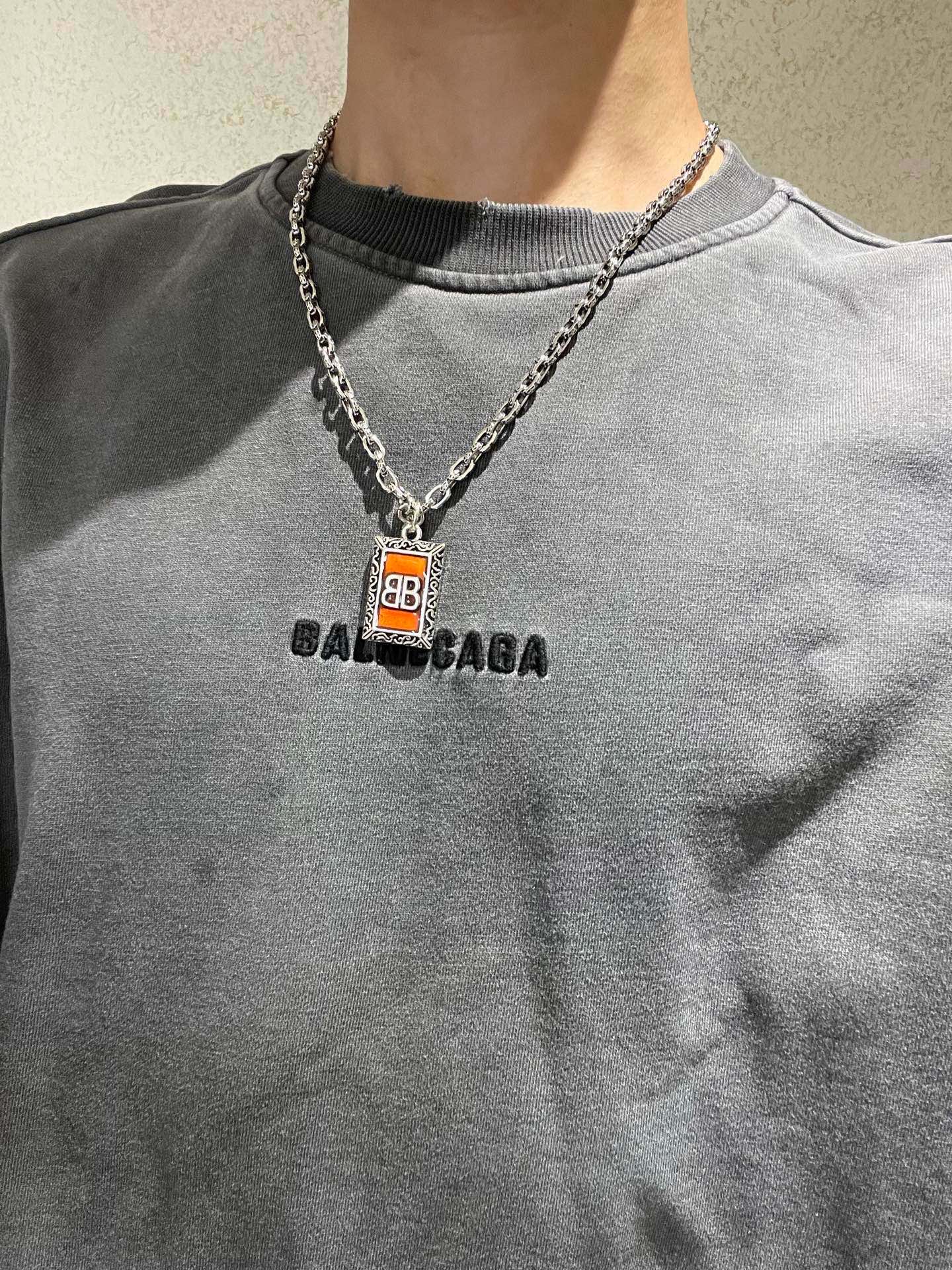 Balenciaga B Zero 18K Yellow Gold and Enamel Necklace