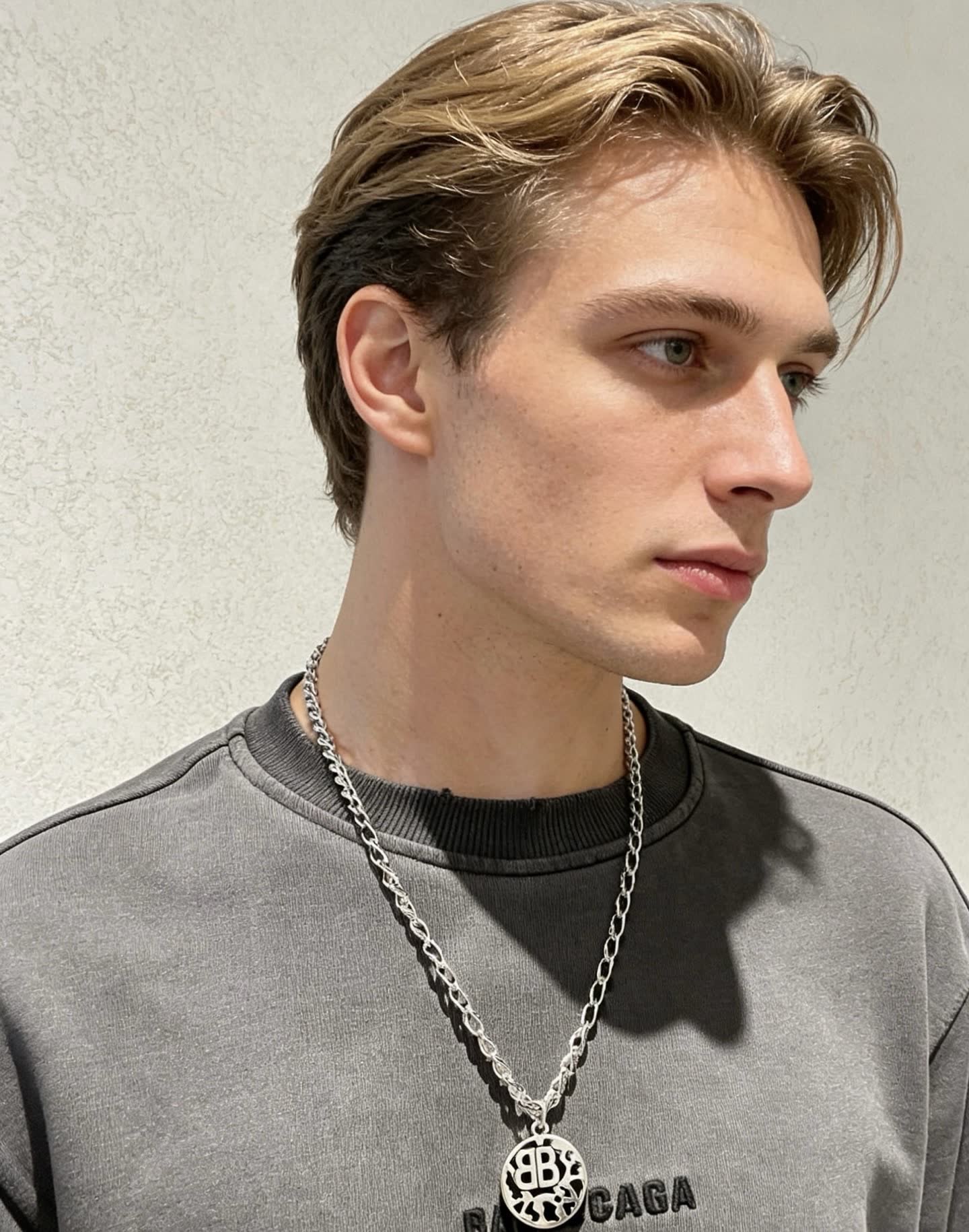 Balenciaga Silver Logo Pendant Necklace