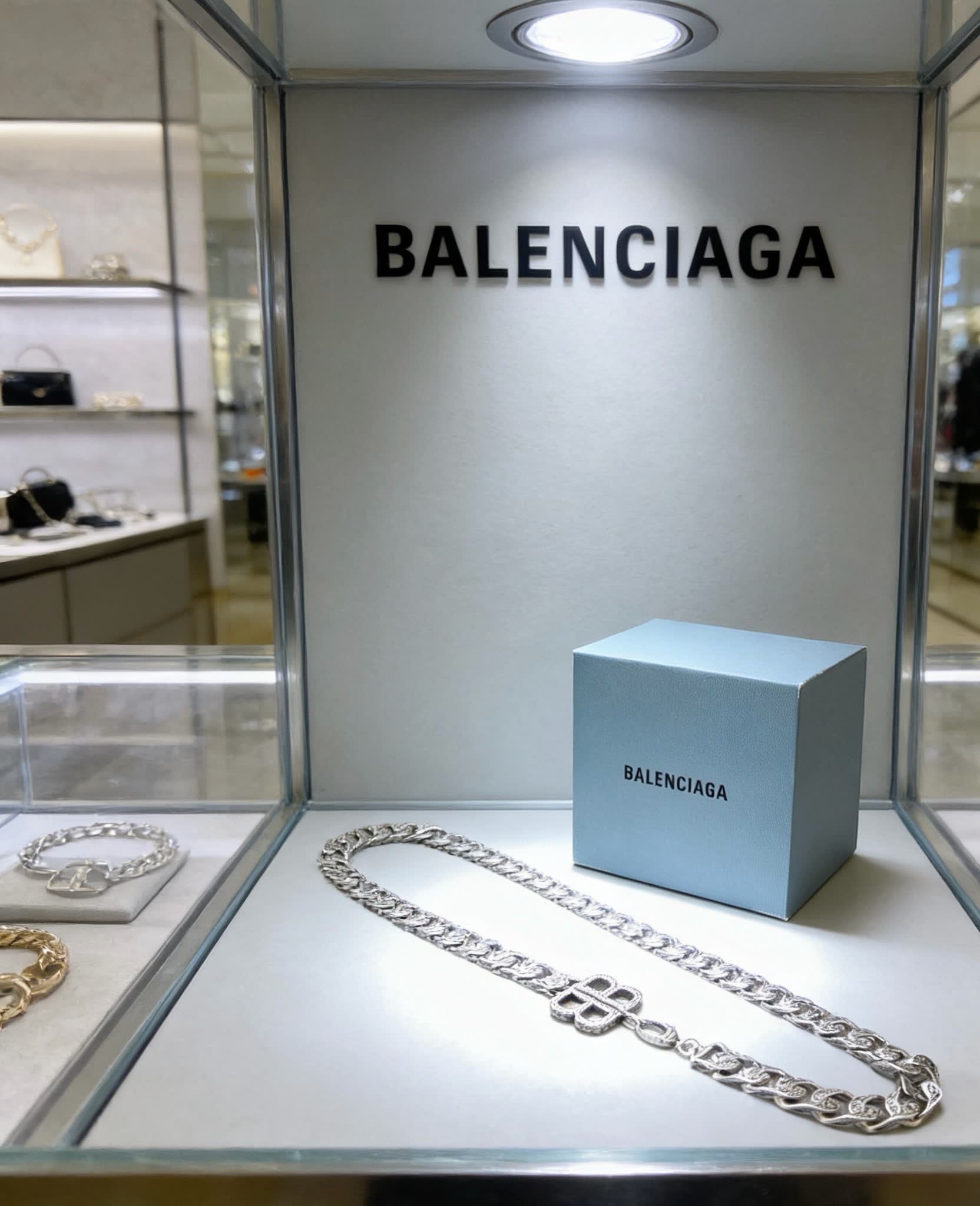 Balenciaga Sterling Silver Chain Necklace